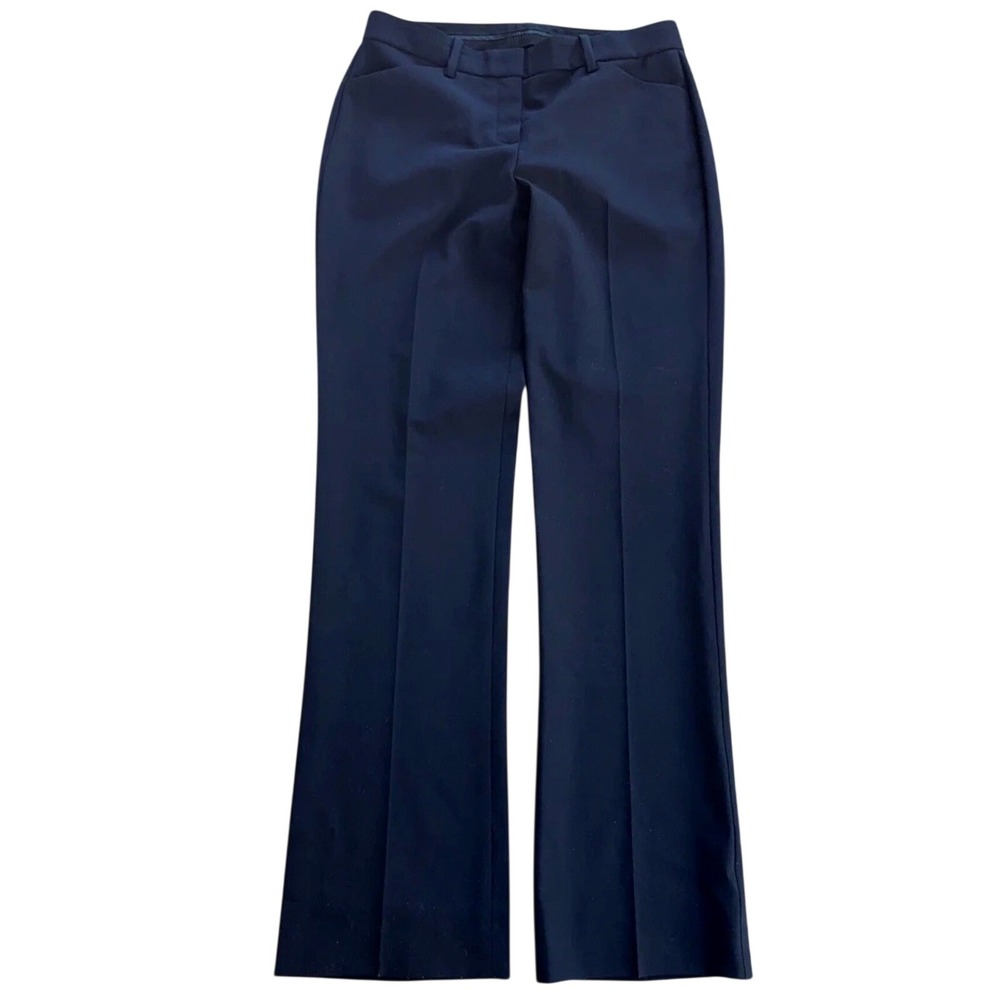 Theory Max 2 Urban Trousers  Womens 4 Navy Blue Wool Blend Straight Leg Stretch